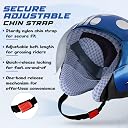 RYDR Open Face Motorbike Helmet for Kids | Lightweight Safety Helmet for Boys and Girls with Strong Outer Shell Soft Padding and Clear Visor (Blue) gallery image