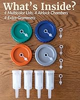 Vista 6 de Elementi Tapas de fermentación para tarros de masón, tapas de fermentación fáciles de usar para frascos Mason de boca ancha, haz un delicioso