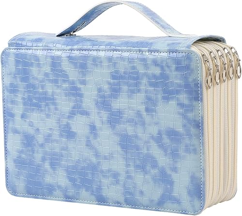 YZK Estuche para lápices de colores con 72 ranuras, de piel sintética, con cierre de cremallera, naranjizador de colores para bolígrafos o