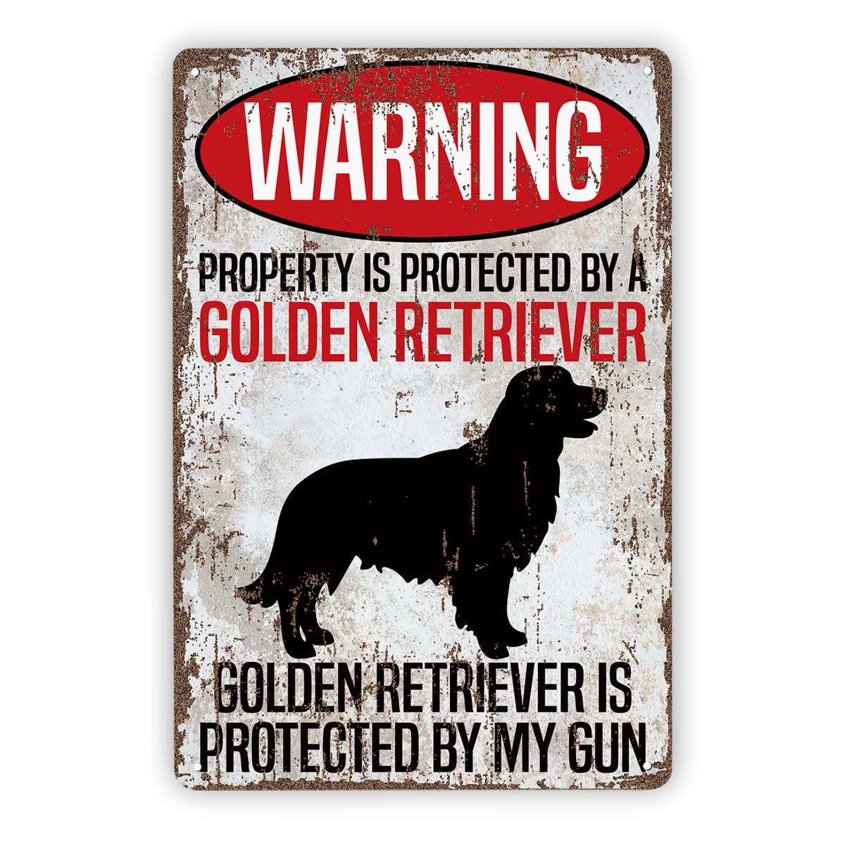Protected By Golden Retriever Tin Sign, 11.8x7.9in