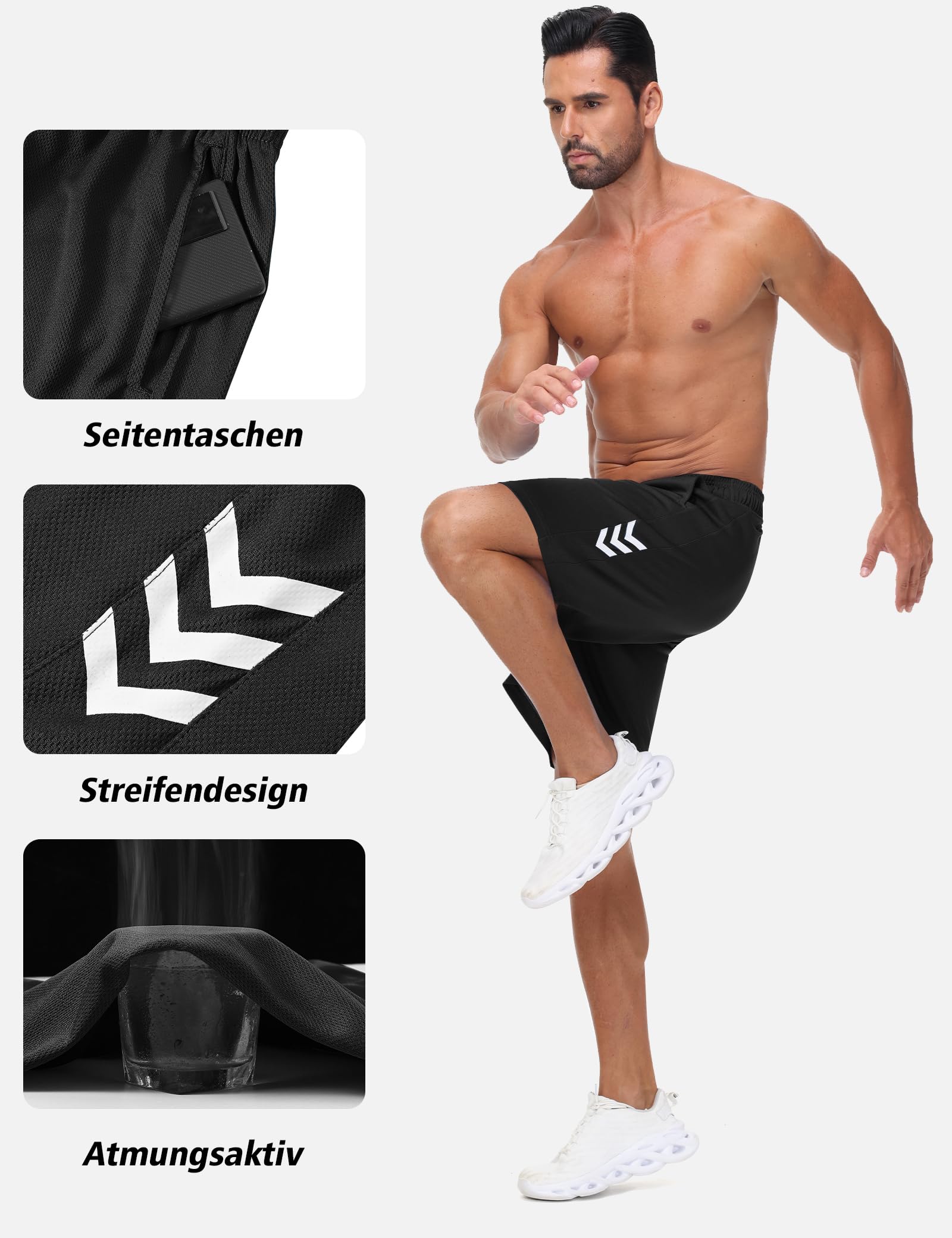 Herren Sporthose Kurze Atmungsaktive Gym Fitness Hosen Dry Fit Lauf Shorts Training Running Funktionsshorts