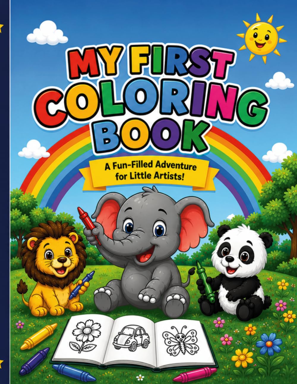 My First Coloring Book: 80 Fun Pages for Toddlers Ages 1-4: 80 Big, Simple & Fun Designs to Help Toddlers Learn, Play and Color