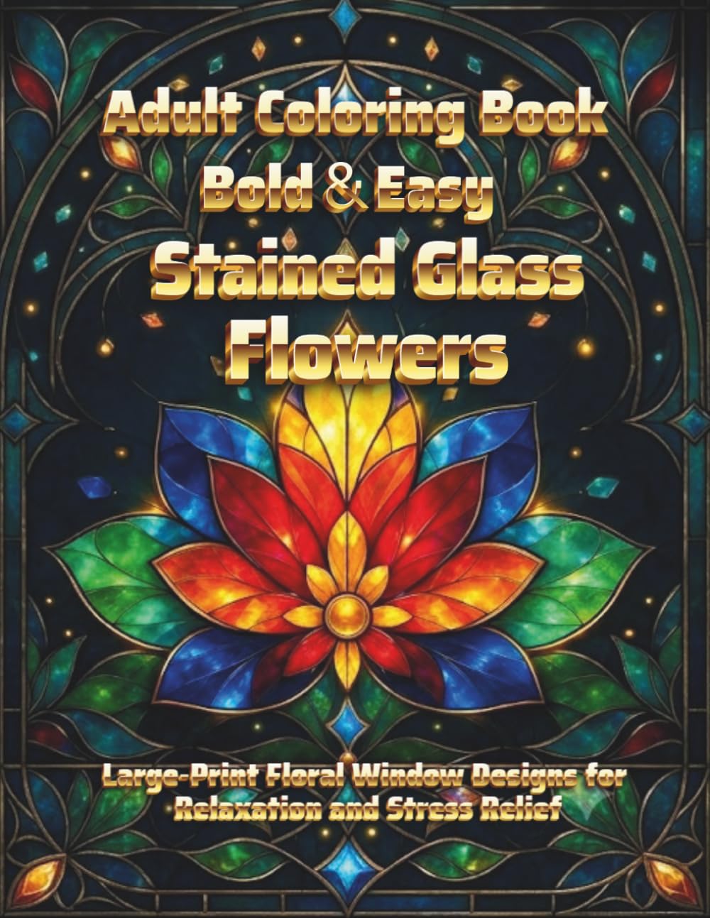 Bold & Easy Stained Glass Flowers: Large-Print Floral Window Designs for Relaxation and Stress Relief