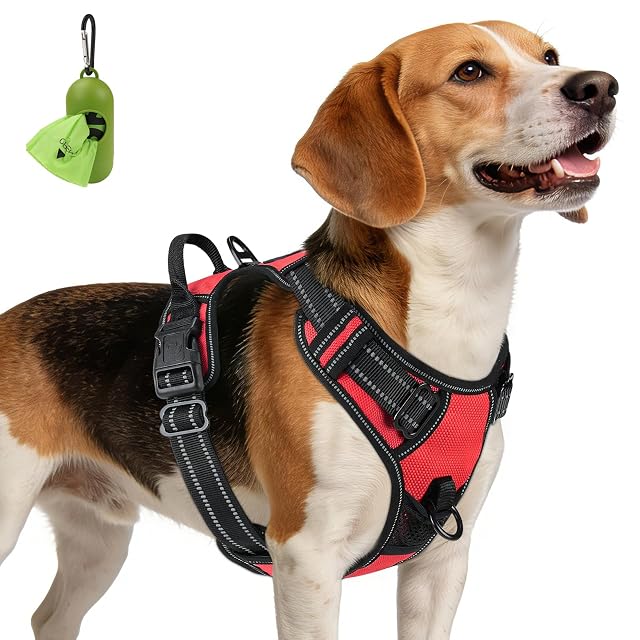 Joytale Arnes Perro Mediano,Chaleco Reflectante Suave Transpirable para Perro,Arnés con Doble Anilla,Arnés…