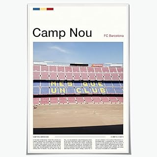 Football Wall Art Canvas Print Barcelona Poster Vintage Camp Nou Stadium Posters for Bedroom Office Boy Game Room Wall Decor 12x18inch Unframed