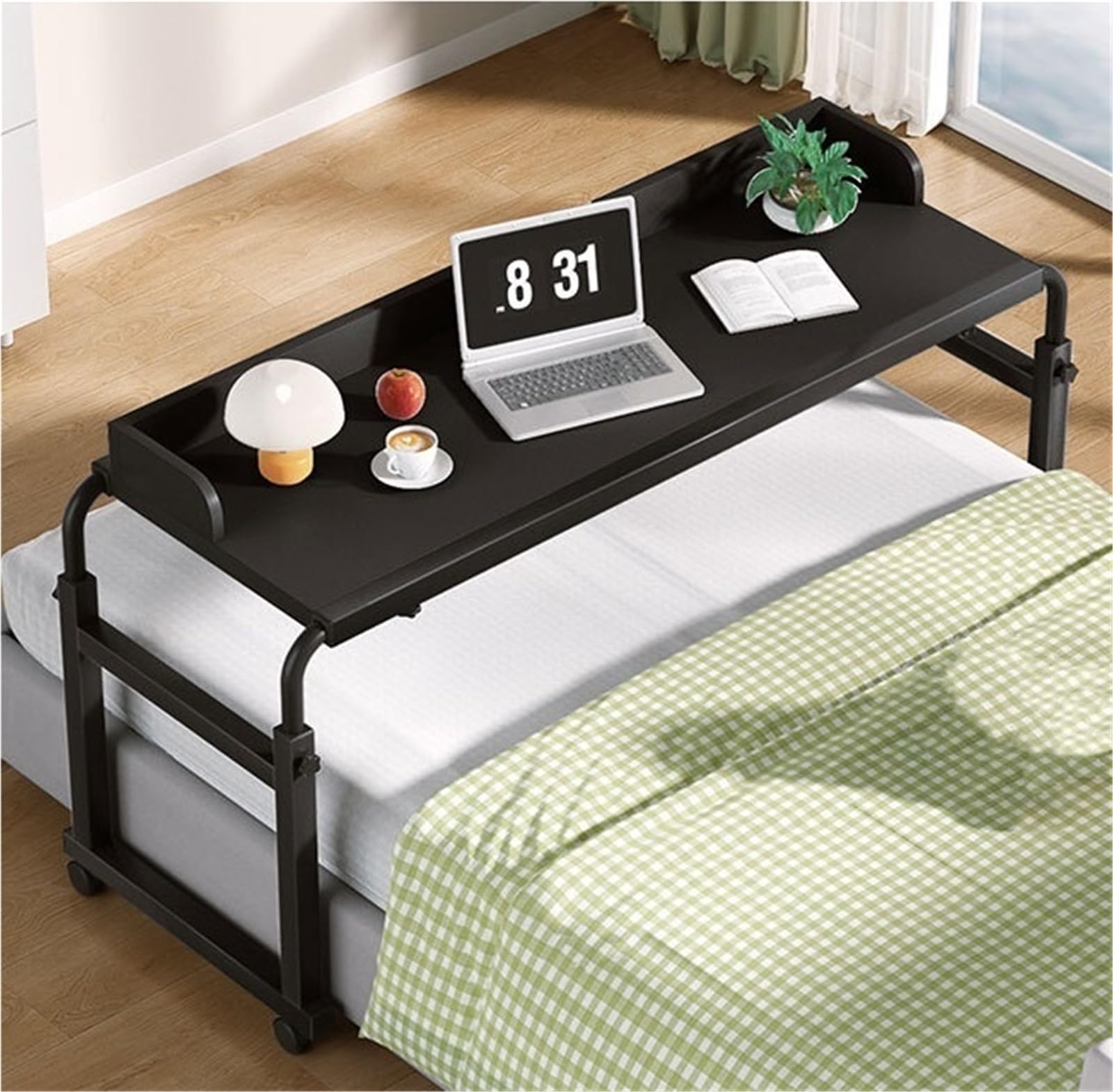 Table de lit à roulettes grand plateau pour prendre le petit-déjeuner et lire au chaud