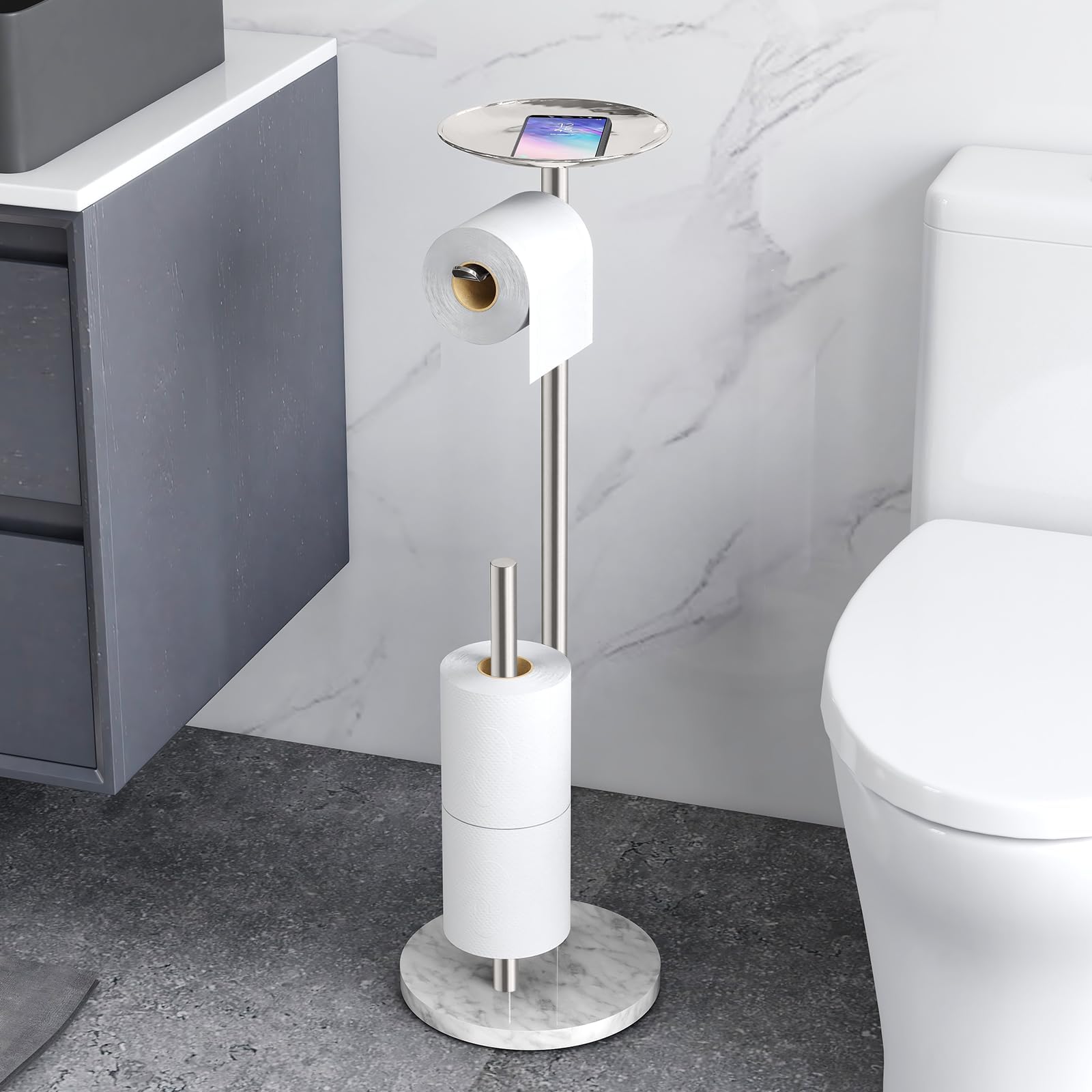 Amazon.com: YIGII Toilet Paper Holder Free Standing - Rustproof Tissue ...