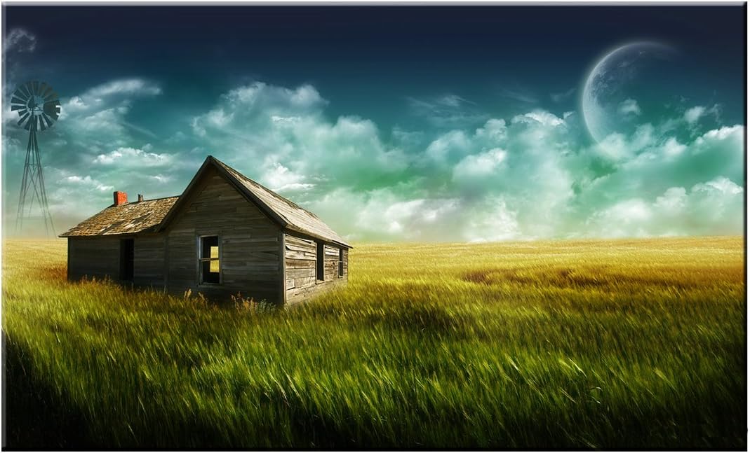 MOBICUS 5D DIY Full Diamond Cross Stitch Painting,Living Room Decorative Wall Stickers Wallpaper，Prairie Cottage （30X40CM/12X16inch）