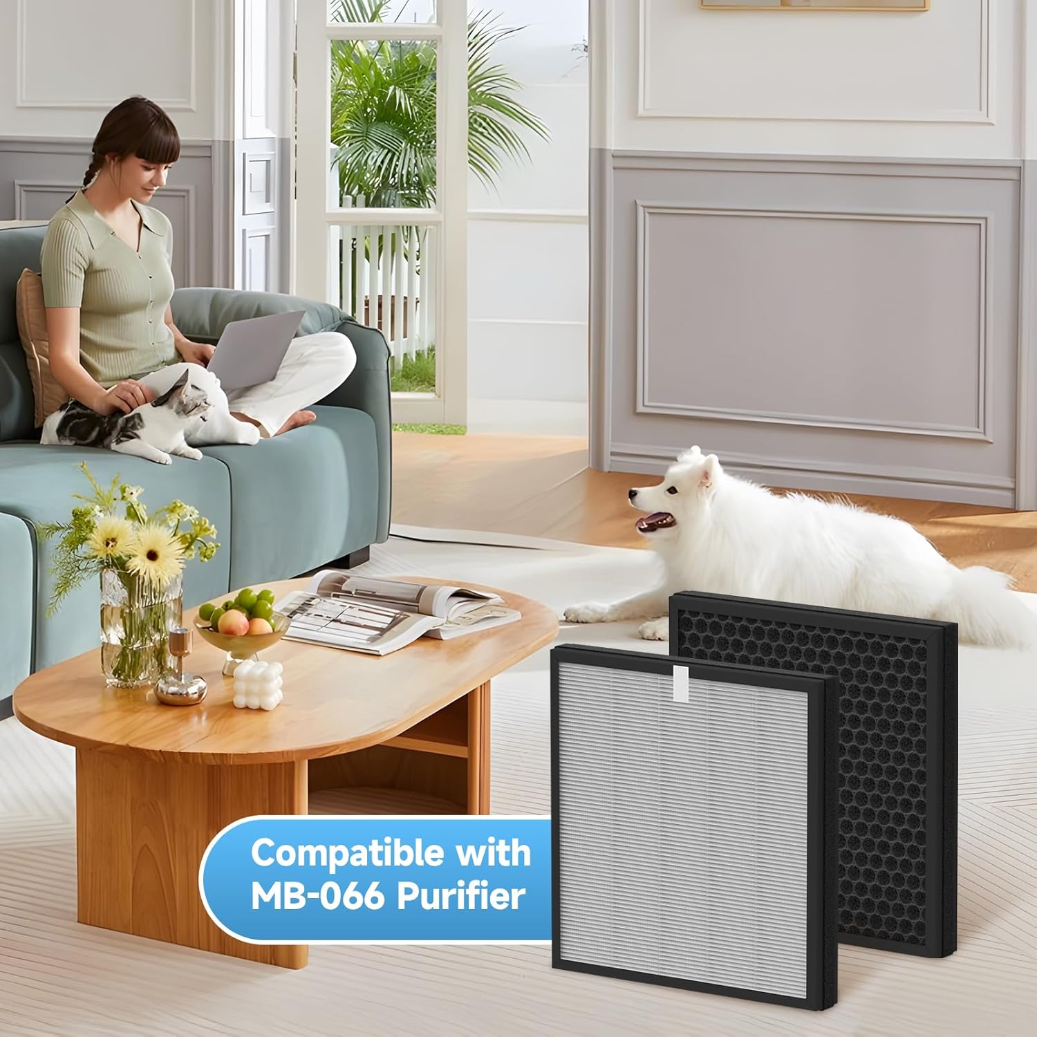 2-Pack MB-066 Replacement Filter Compatible with MB-066 Purifier, with Aromatherapy Tablets