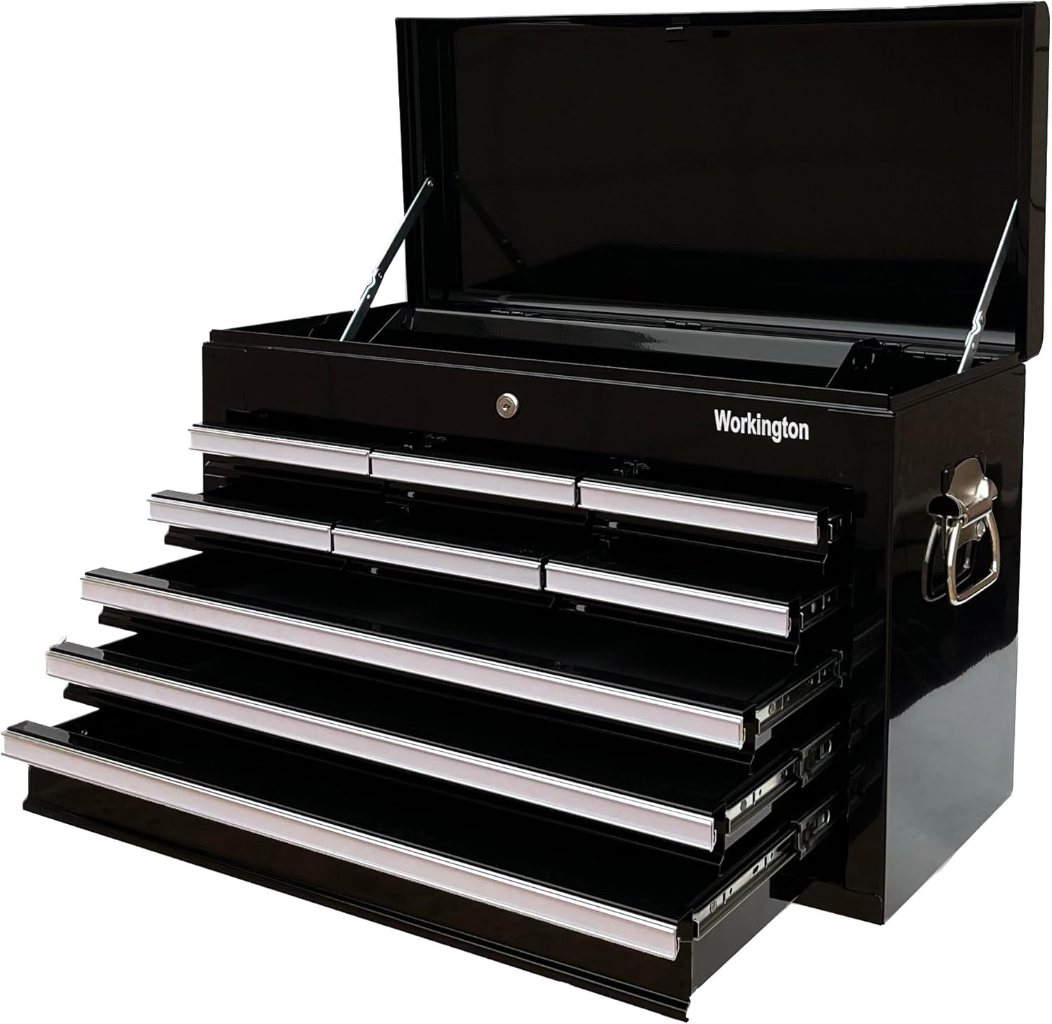 Workington Professional Industrial Portable Metal Tool Chest with 9 Drawers, 26" 9-Drawer Tool Chest Cabinet with Ball Bearing Drawer Slides, Steel Tool Storage Box Organizer 4016 Black