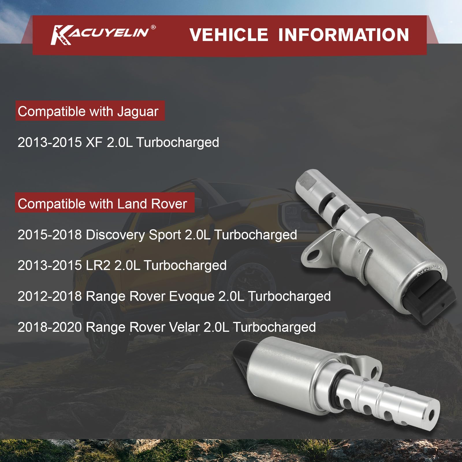 916850 916851 Valvola variabile del motore Timing VVT Solenoide di aspirazione e valvola di controllo dell'olio di scarico Solenoide compatibile con Jaguar XF Land Rover LR2 Range Rover Evoque