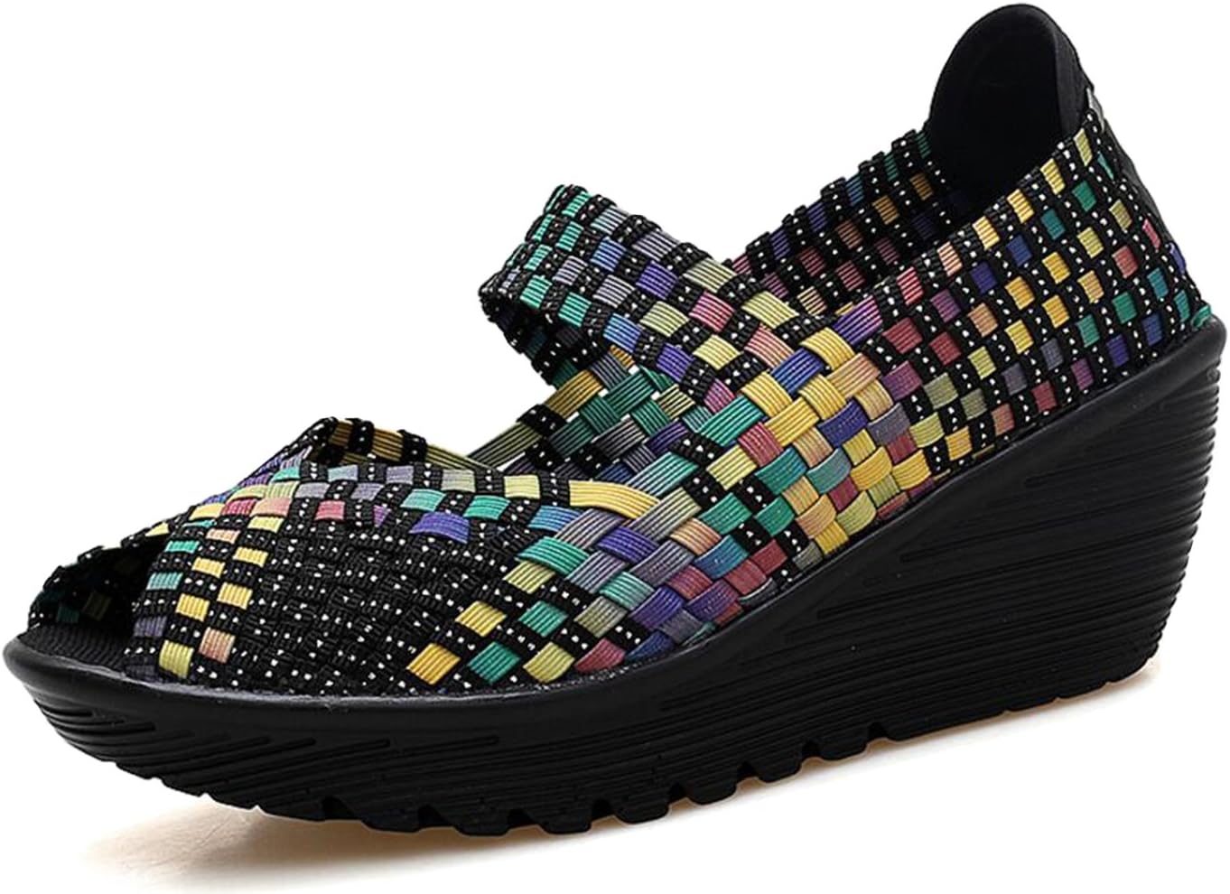 GFONE Women's Woven Peep Toe Slip On Wedge Platform Walking Shoes Fitness Sneaker Working Casual Sandal Mary Jane Shoes Size 2.5-8 Color