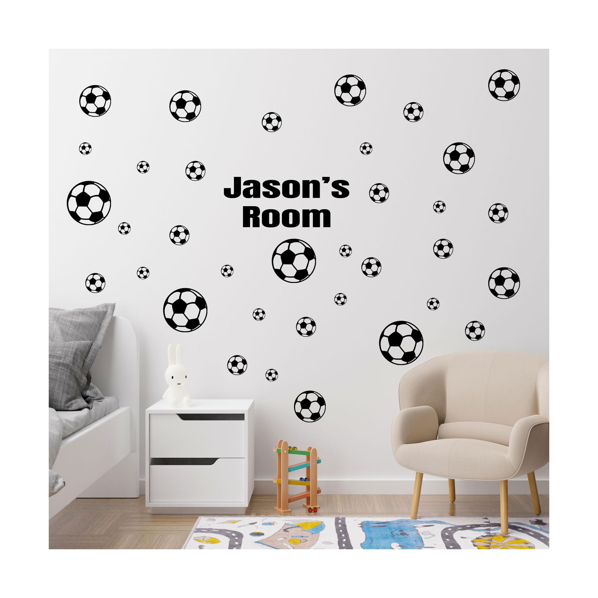 Personalised Football Wall Decals – Custom Vinyl Sports Art for Bedroom, Removable Football Stickers for Kids & Fans, Unique Sports Gift Idea — image 1