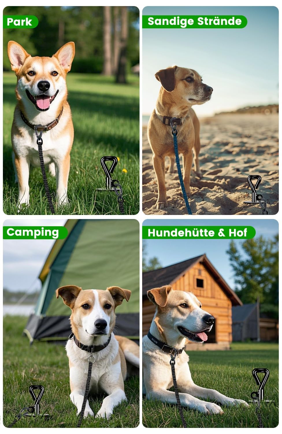 Piquet de Rotation Professionnel pour Chien Jusqu'à 100 KG, Mise à Niveau Piquet pour Chien Système Antirouille, Ancrage Sol Dur Chien avec Rotation à 360°, Matériel Camping avec Un Pinceau