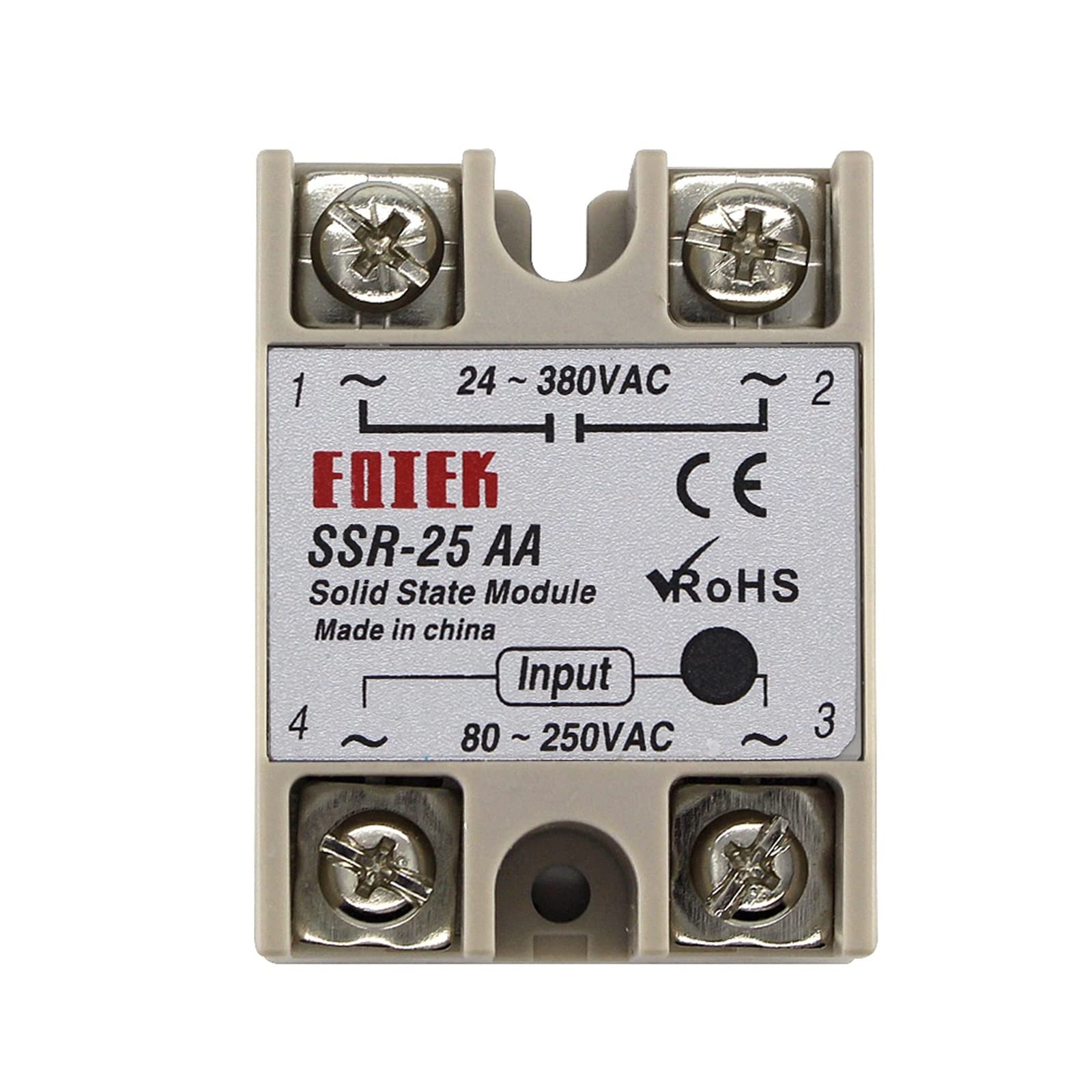 Relé de estado sólido SSR-25AA para control de temperatura AC 80-250V entrada y 24-380V salida