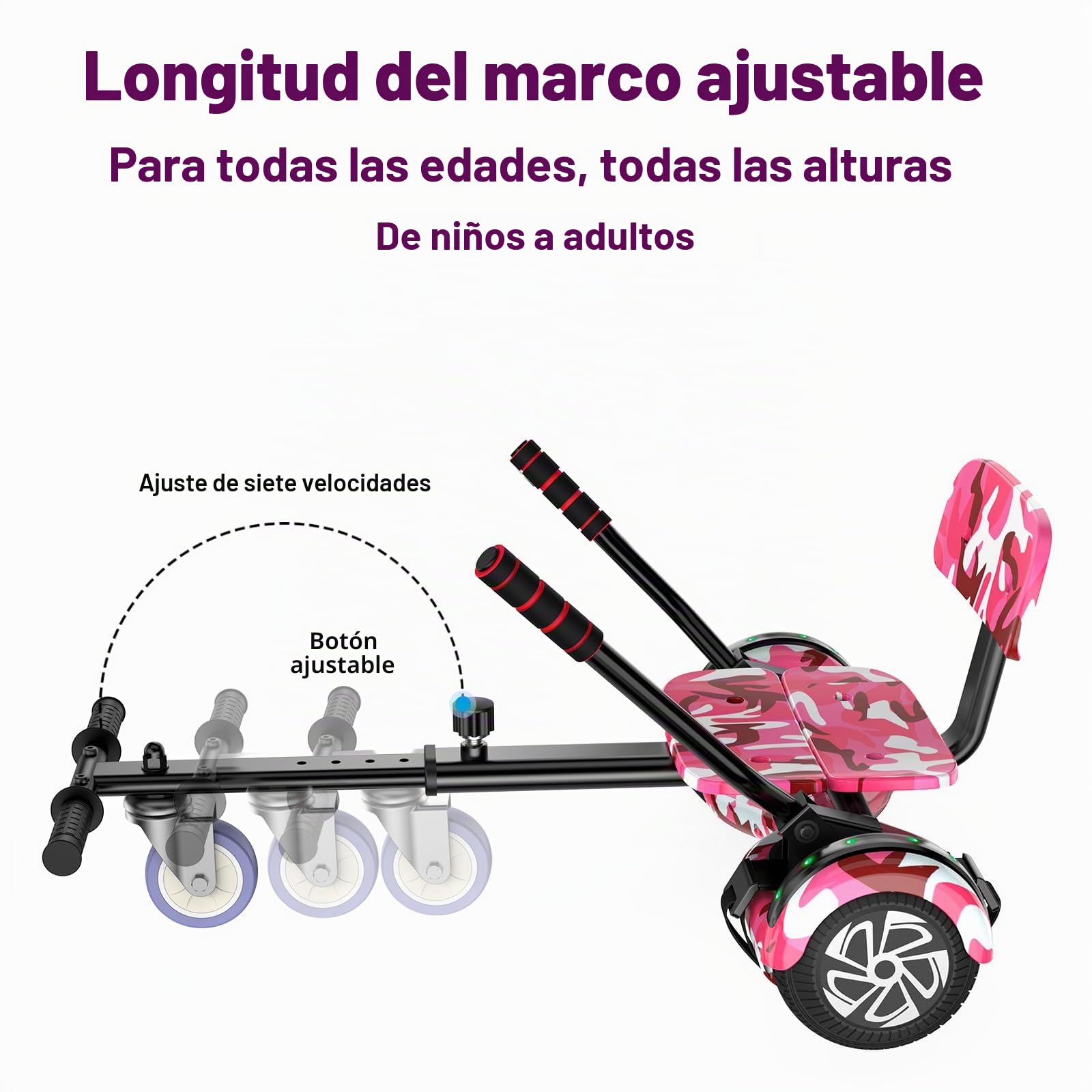 SISIGAD Hoverboard Go Kart Combo, Hoverboards con asiento, 6,5 pulgadas autobalancing Scooter with Bluetooth LED Lights, Go Karts Hover Board for Kids