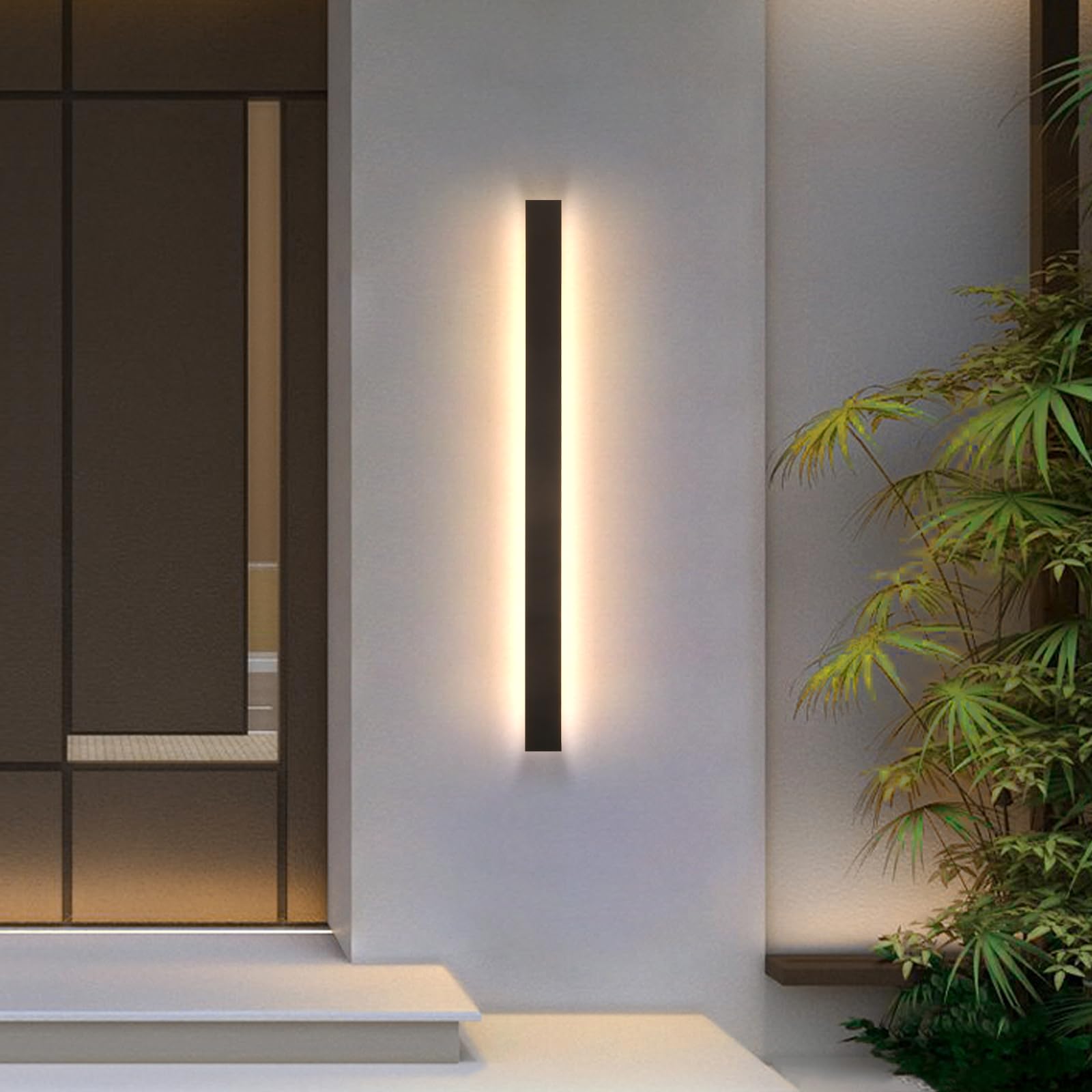AioTio Modern Outdoor Wall Light Fixture,39inch Black LED Outdoor Lights Exterior,Modern Porch &amp; Patio Wall Sconce,3000K Long Strip Wall Light Fixture Outside for House,Garage,Front Door