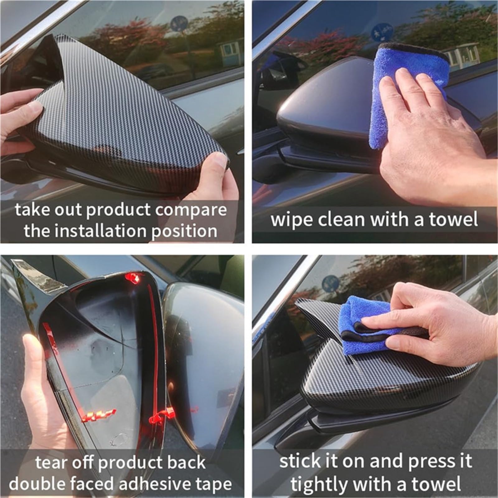 Ajuste para Mazda 3 Axela 2019-2025, puerta exterior de coche, cubierta de espejo retrovisor con cuerno de buey, moldura de tapa de espejo lateral Carcasa Espejo Coche