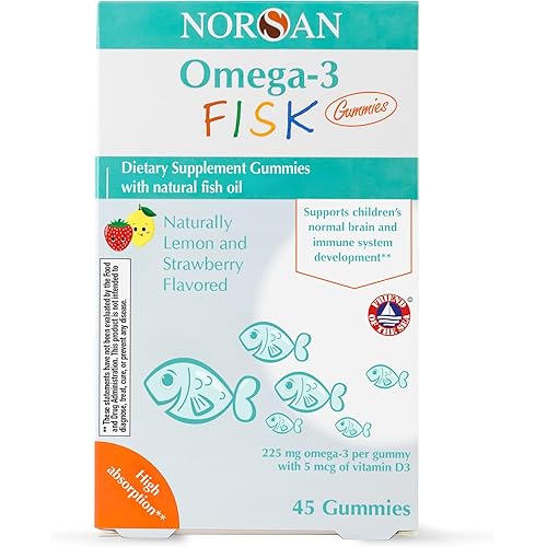 NORSAN Fisk Premium Omega-3 Kids Gummies 45pcs – High Dose 900mg Omega-3 per Serving | Easy to Consume and Without Unpleasant Regurgitation | No Added Sugar | Supports Heart, Brain & Vision*