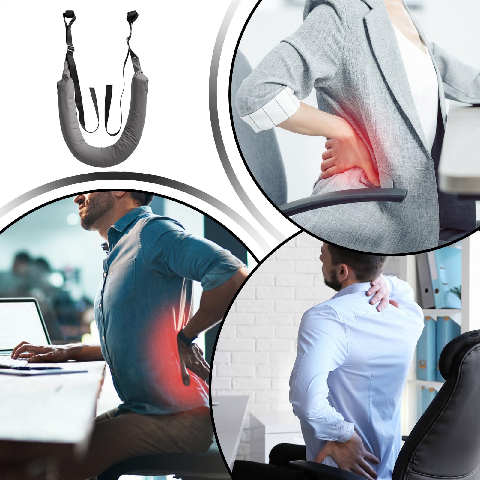 Dispositivo de fortalecimiento muscular, cinturón estirador lumbar multifuncional, cinturón de tracción lumbar portátil, equipo de estiramiento de espalda, para hombres, mujeres, jóvenes, adolescentes
