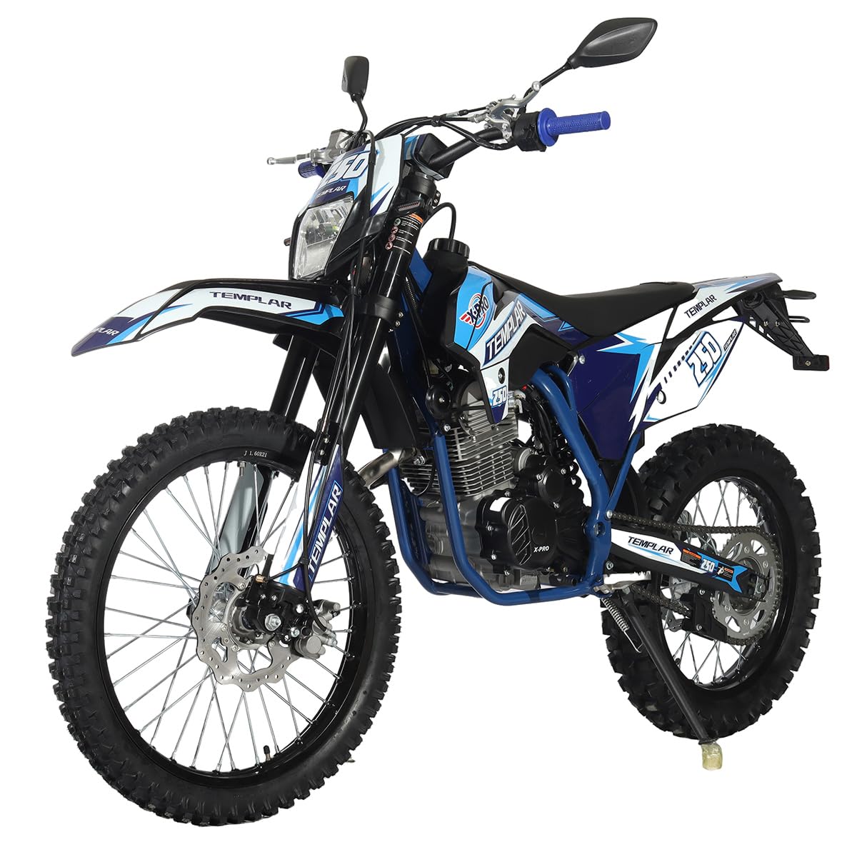 X-PRO Templar 250cc Dirt Bike with All Lights and 5-Speed Manual Transmission, Electric/Kick Start! Big 21"/18" Wheels! Zongshen Brand Engine!