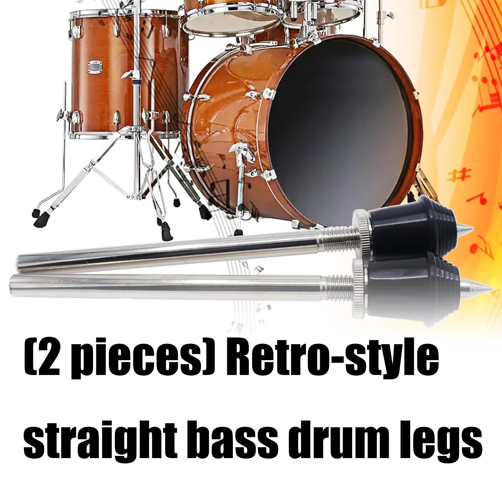 Gambe per grancassa in metallo dal design retrò da 2 che forniscono supporto sicuro per vari modelli in ambienti musicali professionali Gambe basse globali