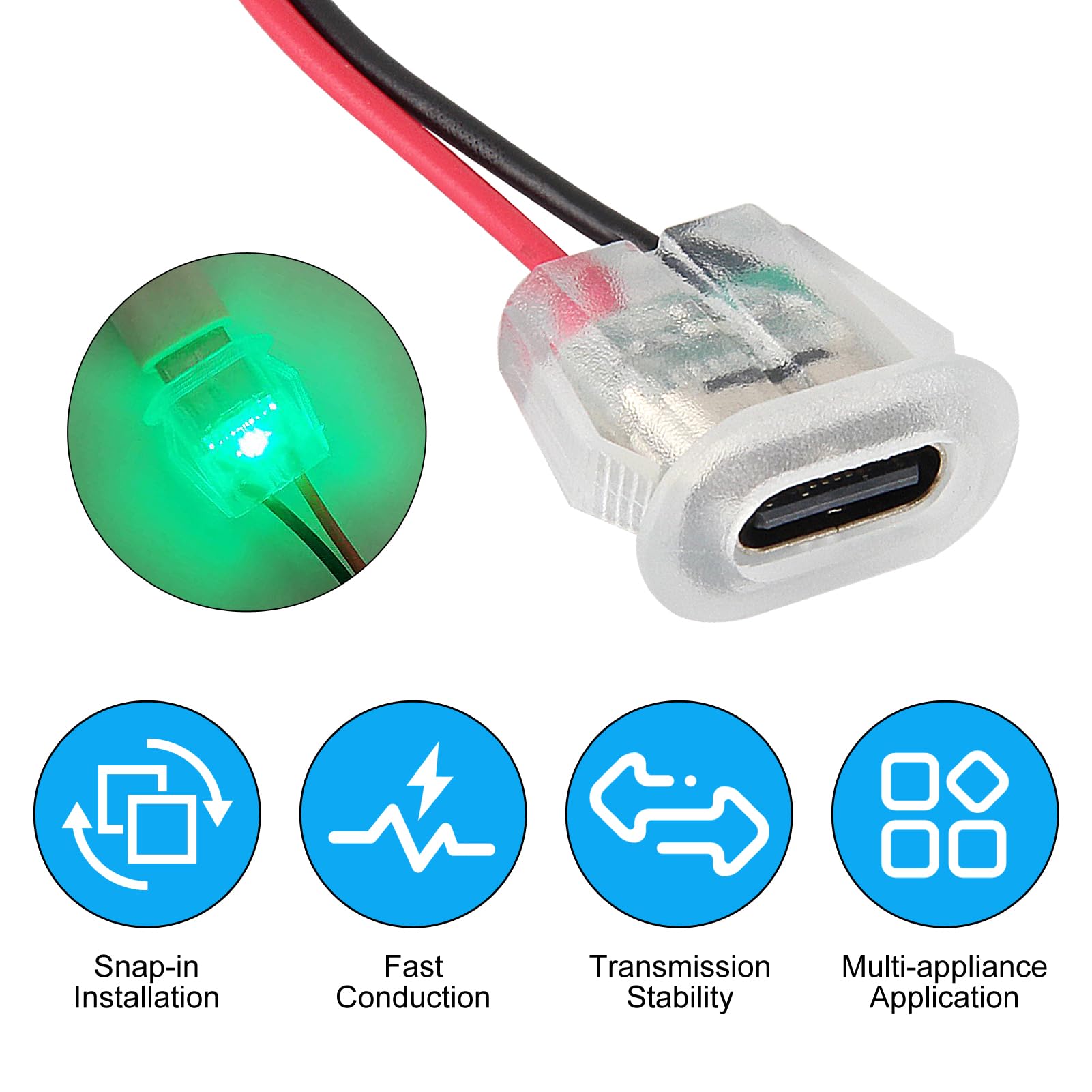 Snapklik.com : 15PCS Type-C Female 2Pin USB Connector