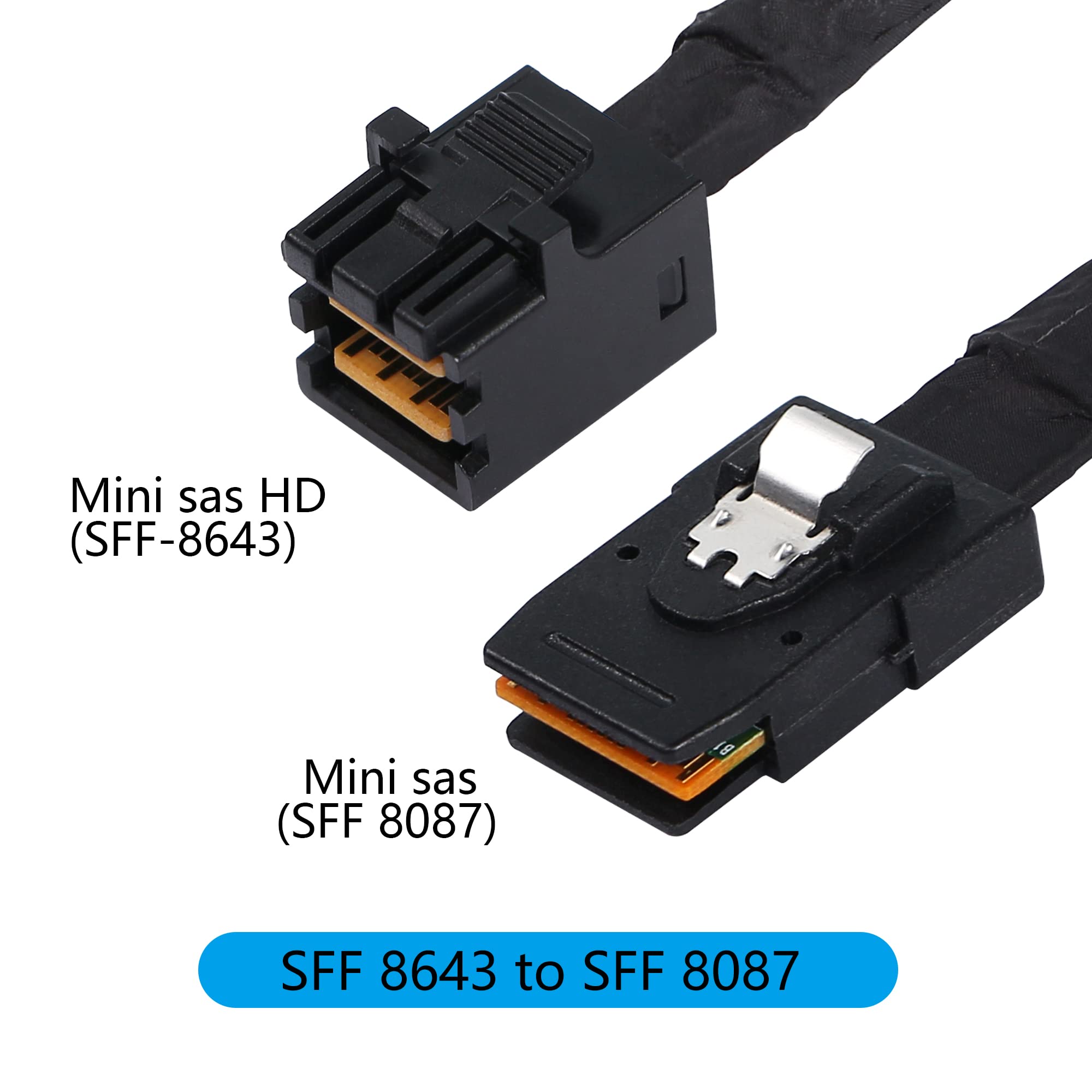 CERRXIAN 1.96FT Mini SAS HD al mini cable de datos del servidor SAS, SFF 8643 a SFF 8087 cable de conexión