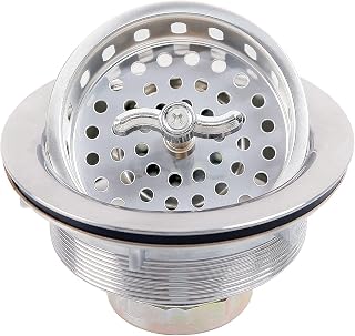 Watflow White Kitchen Sink Drain Assembly with White Sink Strainer 3-1/2 Inch and 304 Stainless Steel Screws, Fit for 3.5 Inch Kitchen Sink, All Stainless with Removable Strainer Basket and Drain Stopper