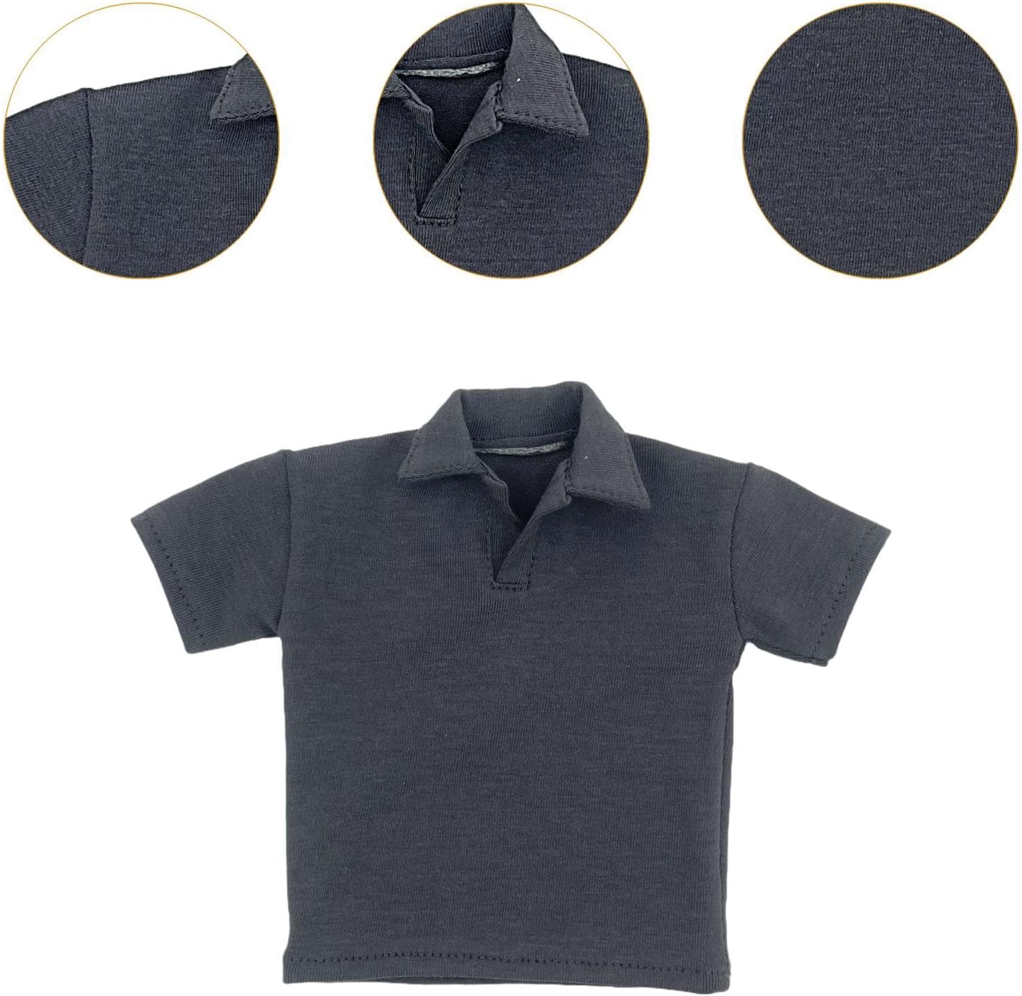 1/6 Scale 1:6 Male Action Figure Lapel T-Shirt Costume Accessory Suit for 12" Action Figures, Deep Gray
