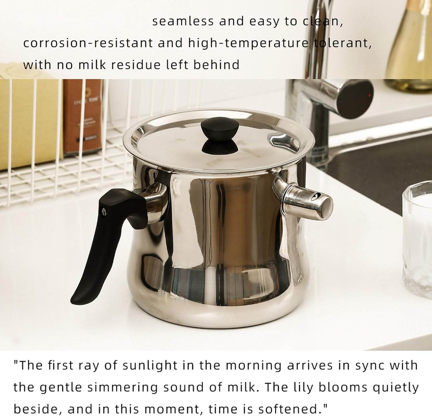 Wall Stainless Steel Boiler Milk Pots with Ergonomic Handle and Whistles Port for Efficient Cooking Saucepan Stainless Steel Saucepan
