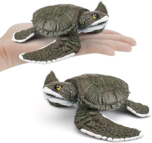 Miniatura 3 de SQDC Figura de tortuga marina de 5 pulgadas, 2 piezas realistas de criaturas marinas, figuras de tortuga, colección de vida marina para niños
