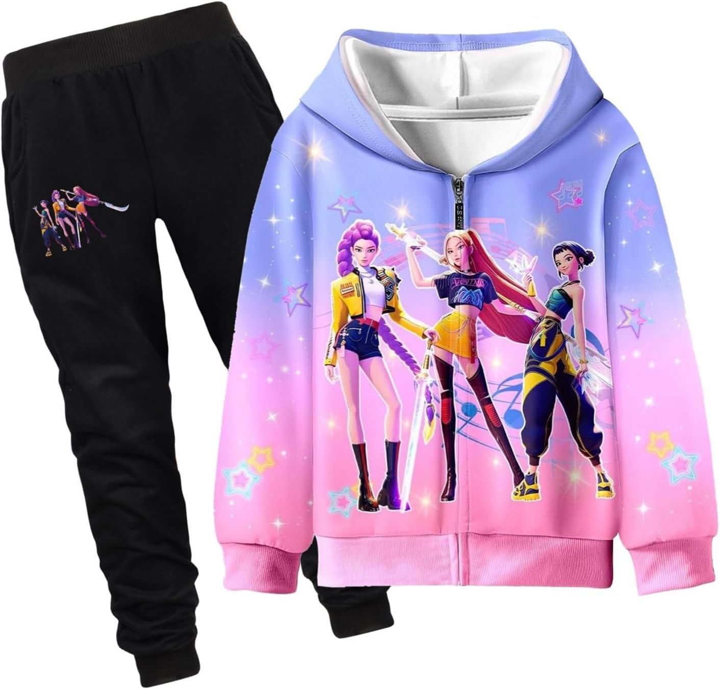 KPOPガールズ! デーモン・ハンターズ 上下セット子供ジャージズボン2着子供服男の子長袖かわいい長袖Tシャツ長ズボン人気女の子部屋