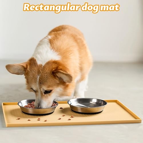 Miniatura 5 de Hubulk Dog Feeding Mat,100% Waterproof BPA Free Silicone Pet Food and Water Bowl Placemat,Dishwasher, High Raised Edge to Prevent Spills,Nonslip