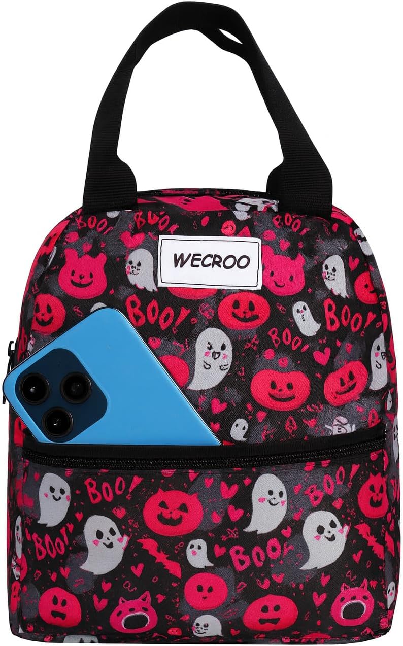 Printed Insulated Lunch Bag for Kids & Adults Waterproof, Lightweight, Stylish Lunch Tote Organizer Tote Bag for Women Adults Girls Work School Picnic Travel (Pink, Small)
