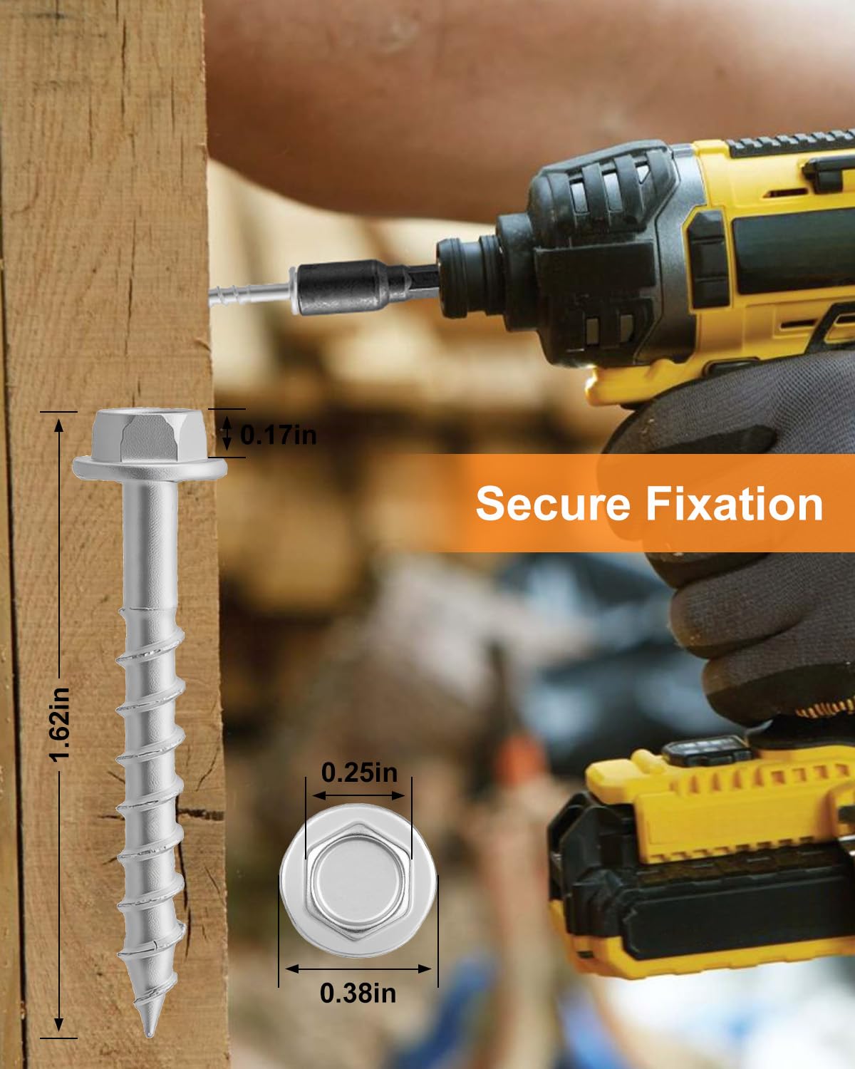 500Pcs Screws, #9 x 1-1/2" High-Strength Steel Joist Hanger Screws for Heavy-Duty Connections, 1/4" Hex Drive