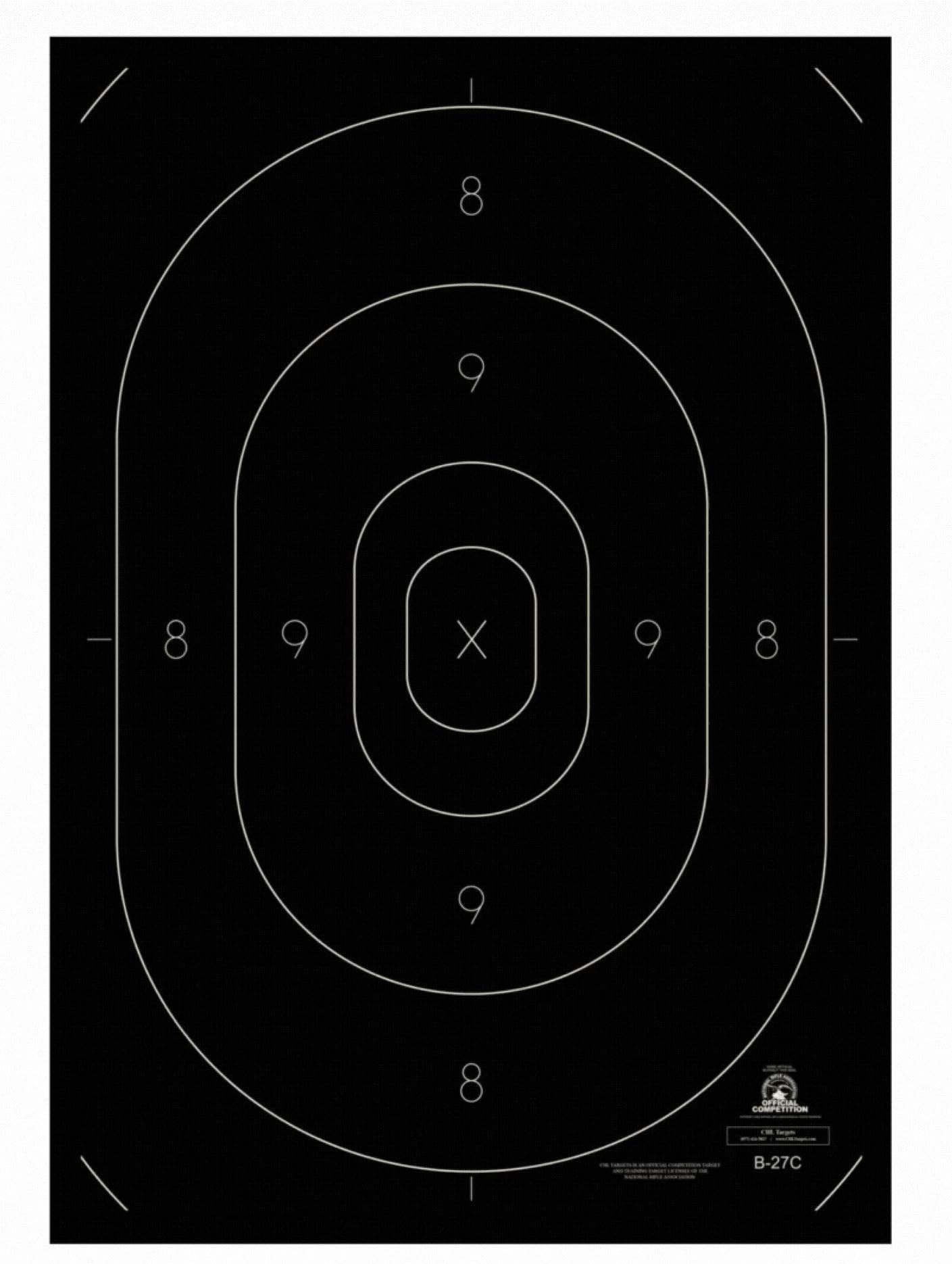 Official NRA B-27C Shooting Range Target Center Official Law Enforcement NRA Police Standard Silhouette 12 3/8” x 18 1/2”