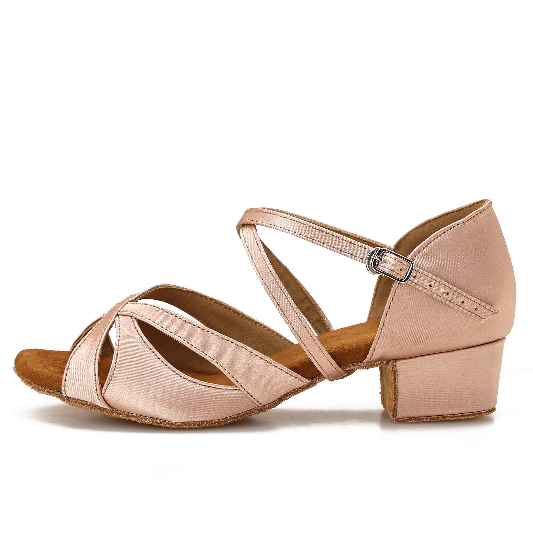 Low Heel Ballroom Dance Shoes Salsa Latin Dancing Shoes for Social Dancer Practice Dancer 1.5 Inch(BA02 Nude Size 8.5)