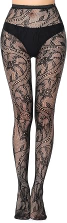 Buauty Lace Patterned Fishnet Tights for Women Black Fishnets Leggings Lace Tights