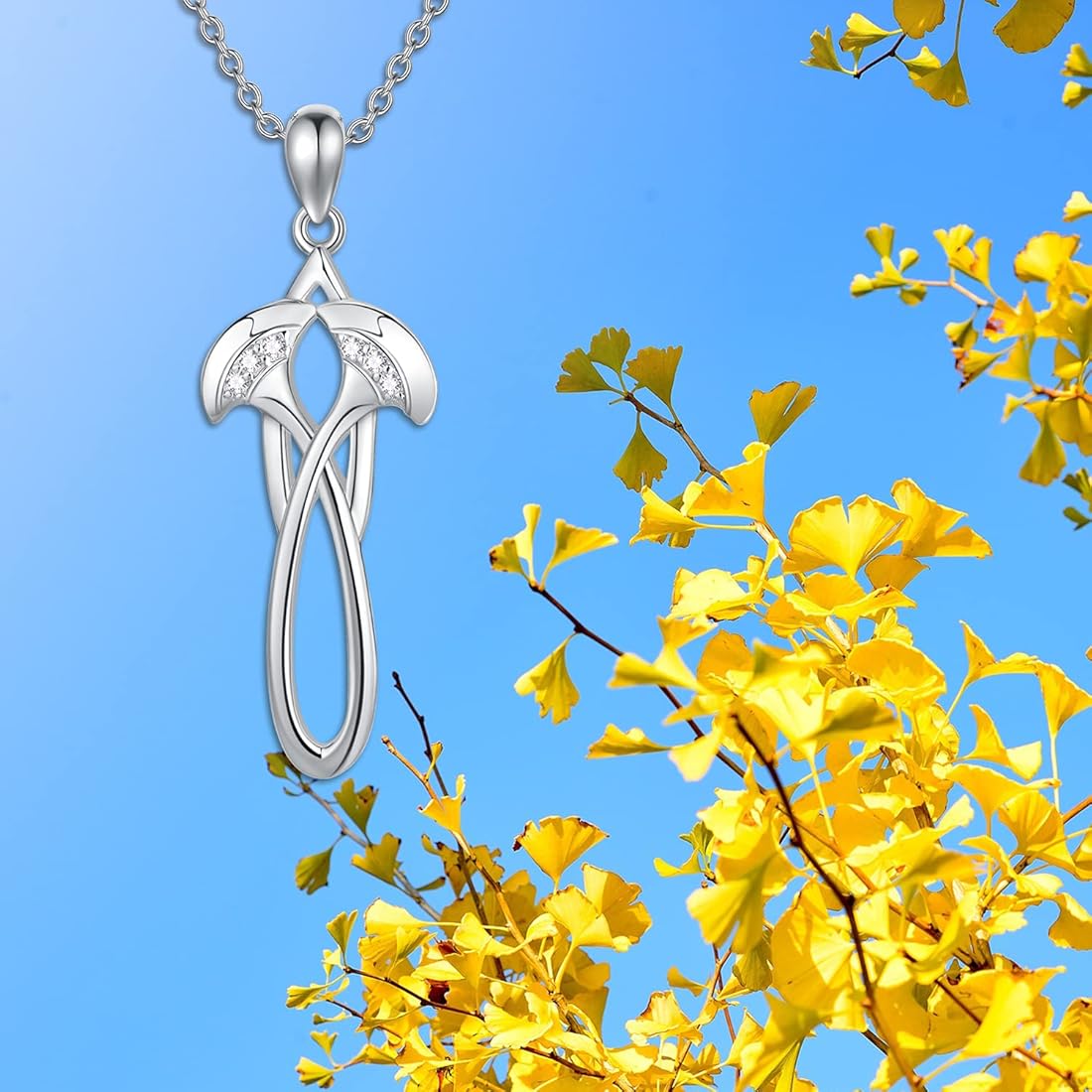 Amazon | MEIDERBO イチョウの葉ネックレス レディース イチョウの葉