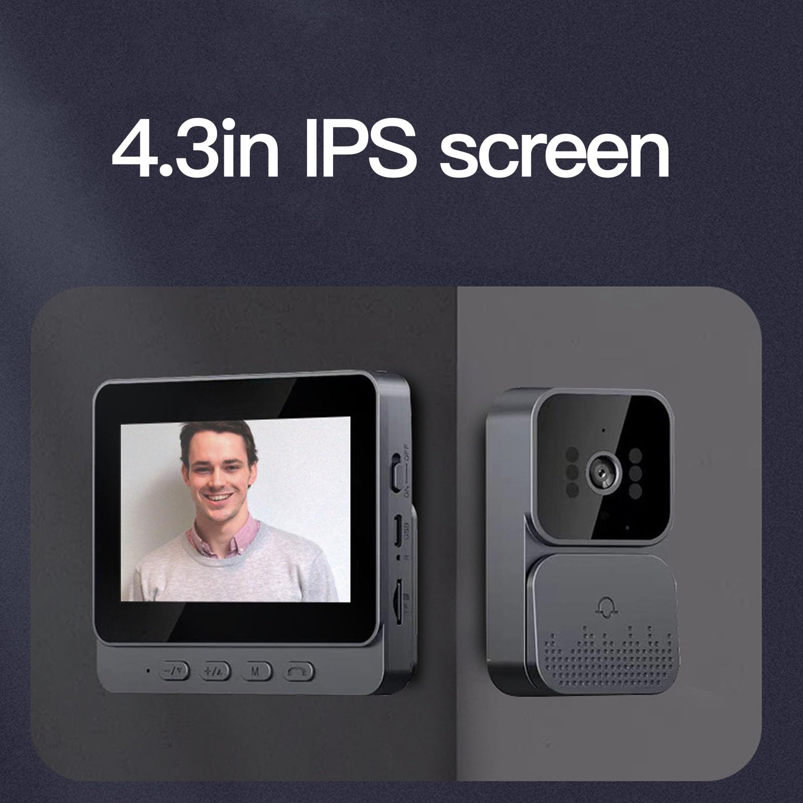 system Videocitofono Wi-Fi, system Videocitofono con Campanello Video con Schermo IPS da 4,3 Pollici con 6 Suonerie, system Videocitofono con Campanello Compatibile con Citofono