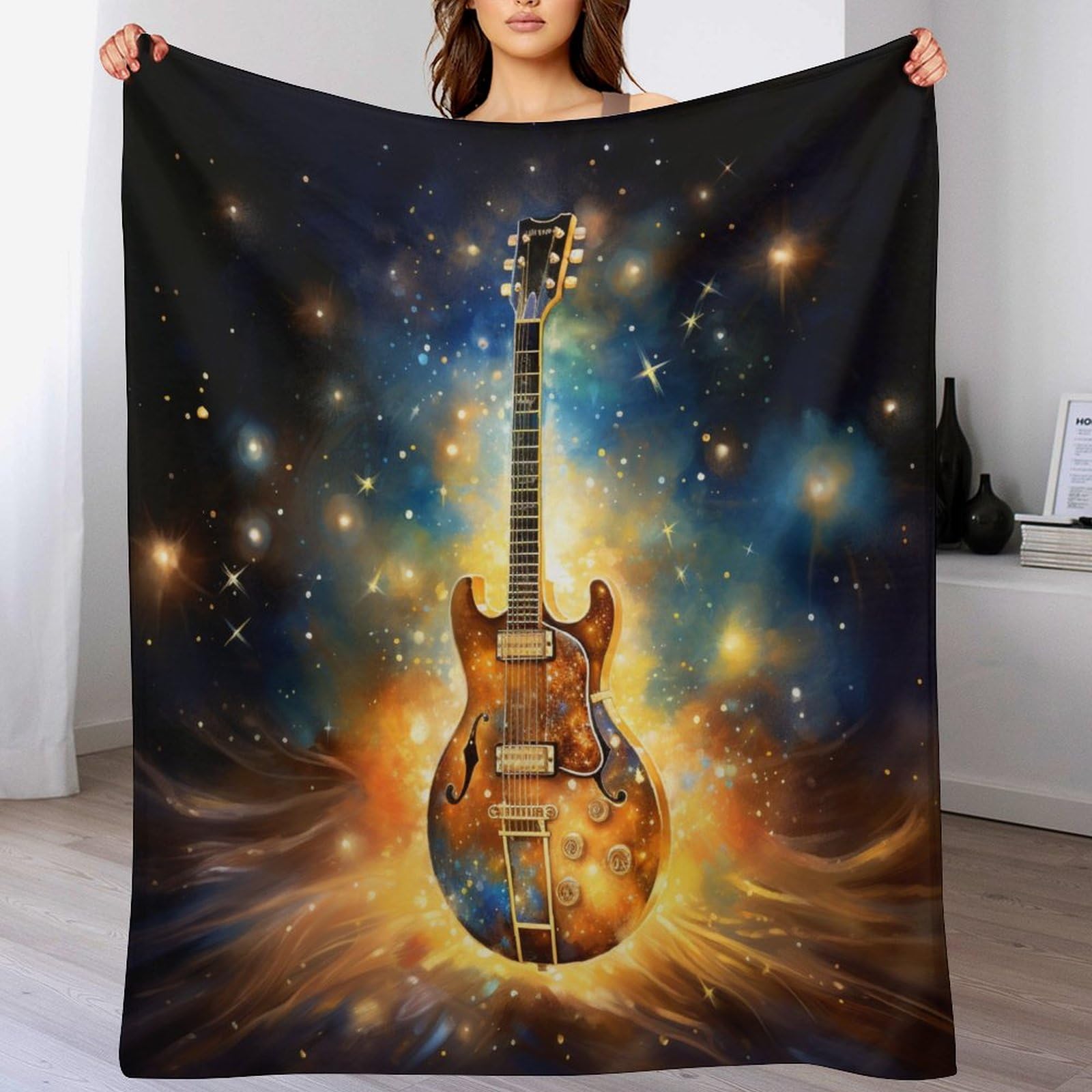 Couverture guitare cadeau idéal pour musicien plaid doux et chaleureux de lit