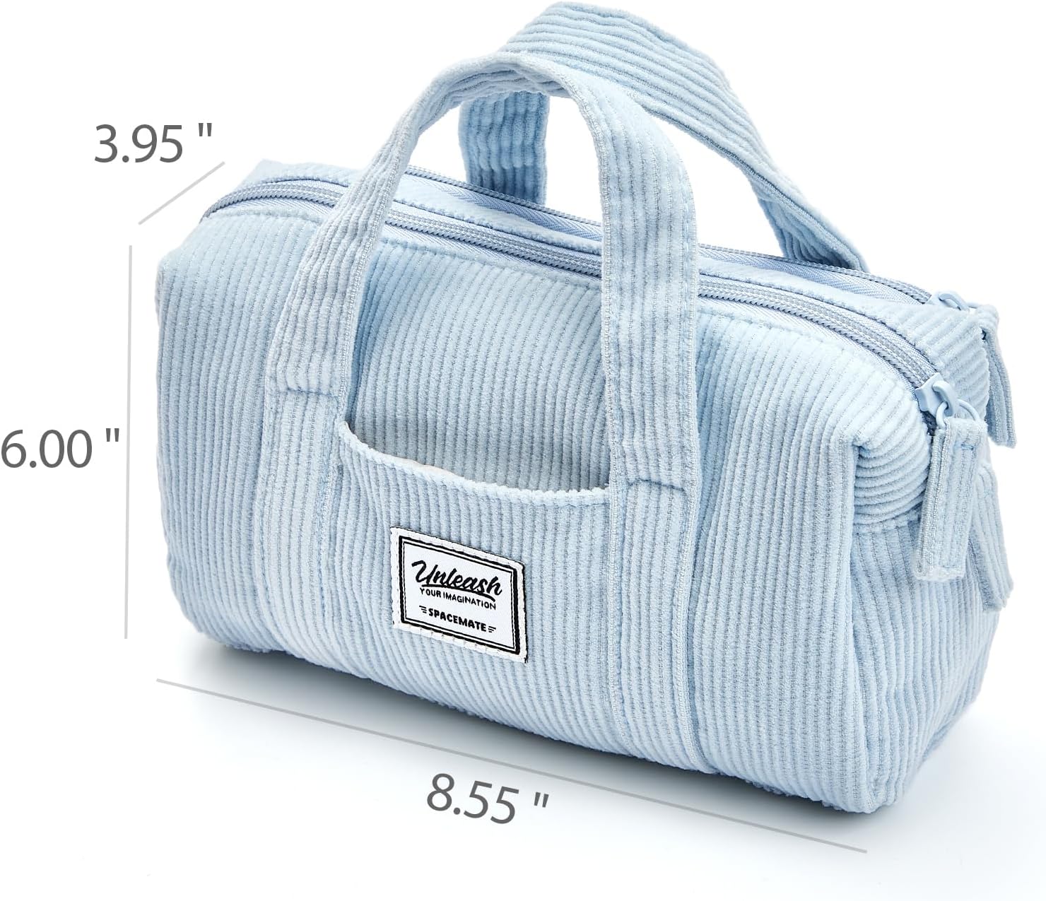 SPACEMATE Pencil Case Pouch Box Bag School Supplies Girls Boys Kids, Cute Preppy Stuff Large Big Capacity Aesthetic Pen Organizer, Back to College Stationary, Baby Blue, Corduroy Style, 1800ml
