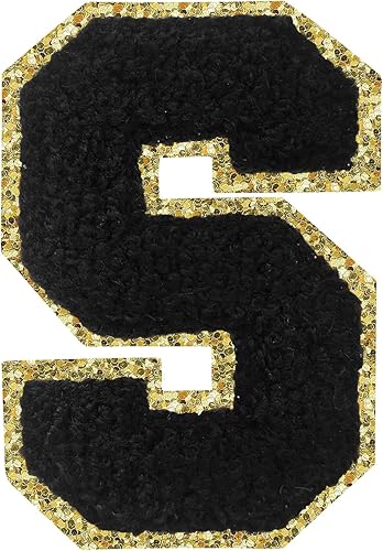 Miniatura 36 de Parches de letras termo-adhesivas de felpilla para chaquetas, parches de letras universitarias con brillantina para planchar en la letra azul A