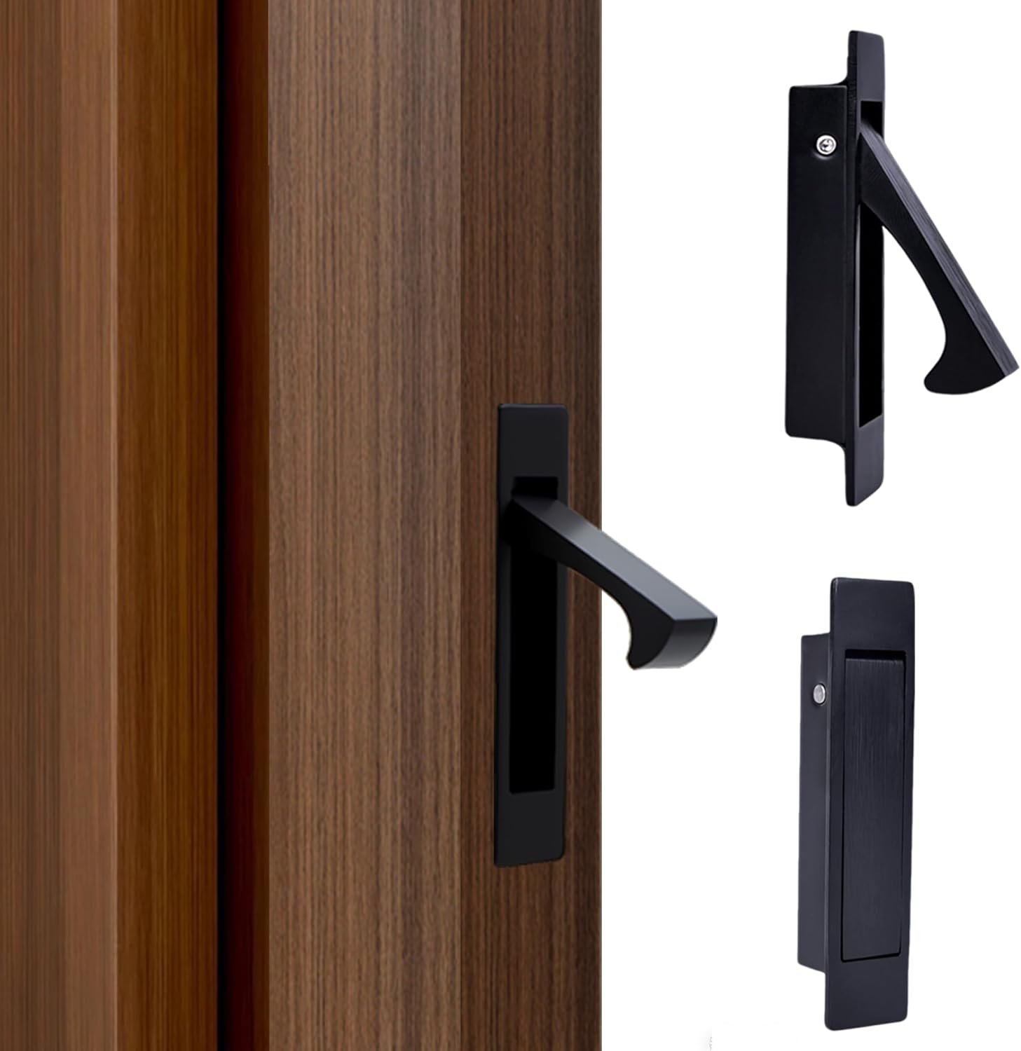 Dontay 5 Pack Pocket Door Pull Handle, Edge Pull, Professional Stainless Steel 304, Flush Mount Door Pull for Pocket Sliding Door (Matte Black, 5)