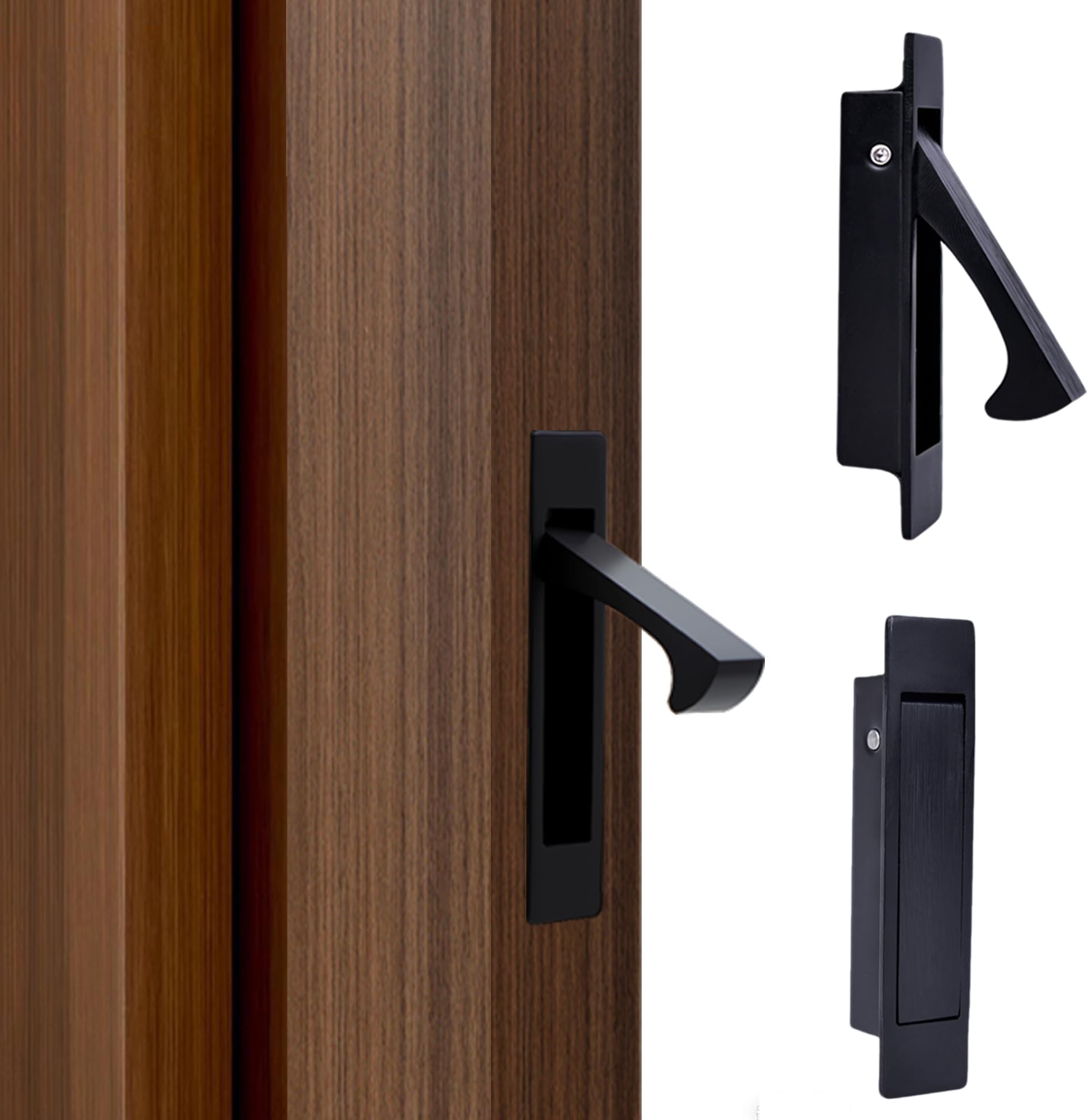 Dontay Pocket Door Handles Edge Pull, Professional Stainless Steel 304, Flush Mount Doors Pull for Pocket Sliding Door (Matte Black, 2)