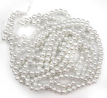 3 Strands 600pcs Round Glass Beads Imitation Pearl Beads 4MM, White