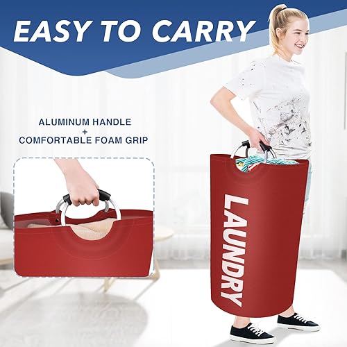 Miniatura 5 de EpicTotes Cesta de lavandería grande de 75 litros, cesta de lavandería impermeable independiente, cesta plegable para ropa alta, fácil de