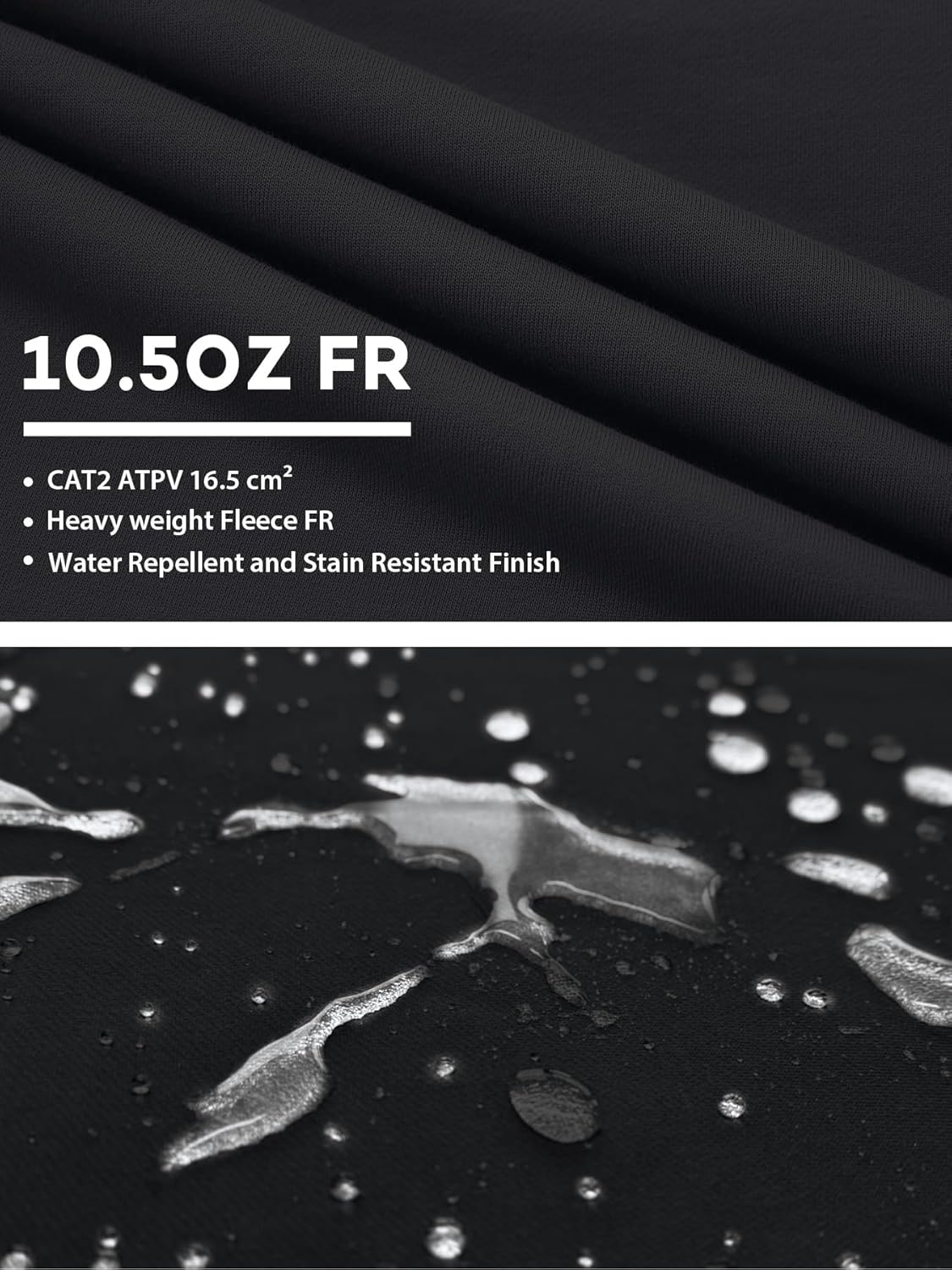 FR Men's Flame Resistant Heavyweight Fleece Zip-Front 10.5OZ Hooded Sweatshirt FR Hoodie for Men - Image 4