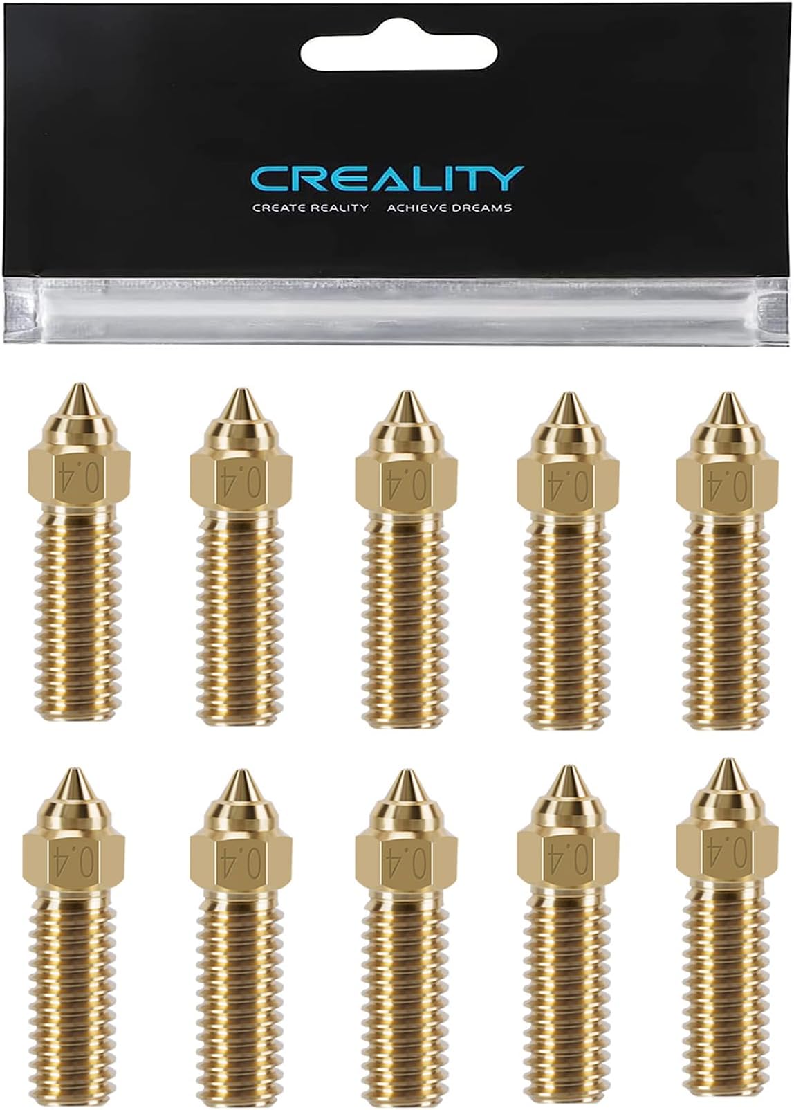 10PCS K1 Brass Nozzles Kit, 3D Printer 10PCS High Speed 0.4mm Nozzles Kit for K1, K1 Max, Ender 3 V3 KE, CR-10 SE, CR-M4